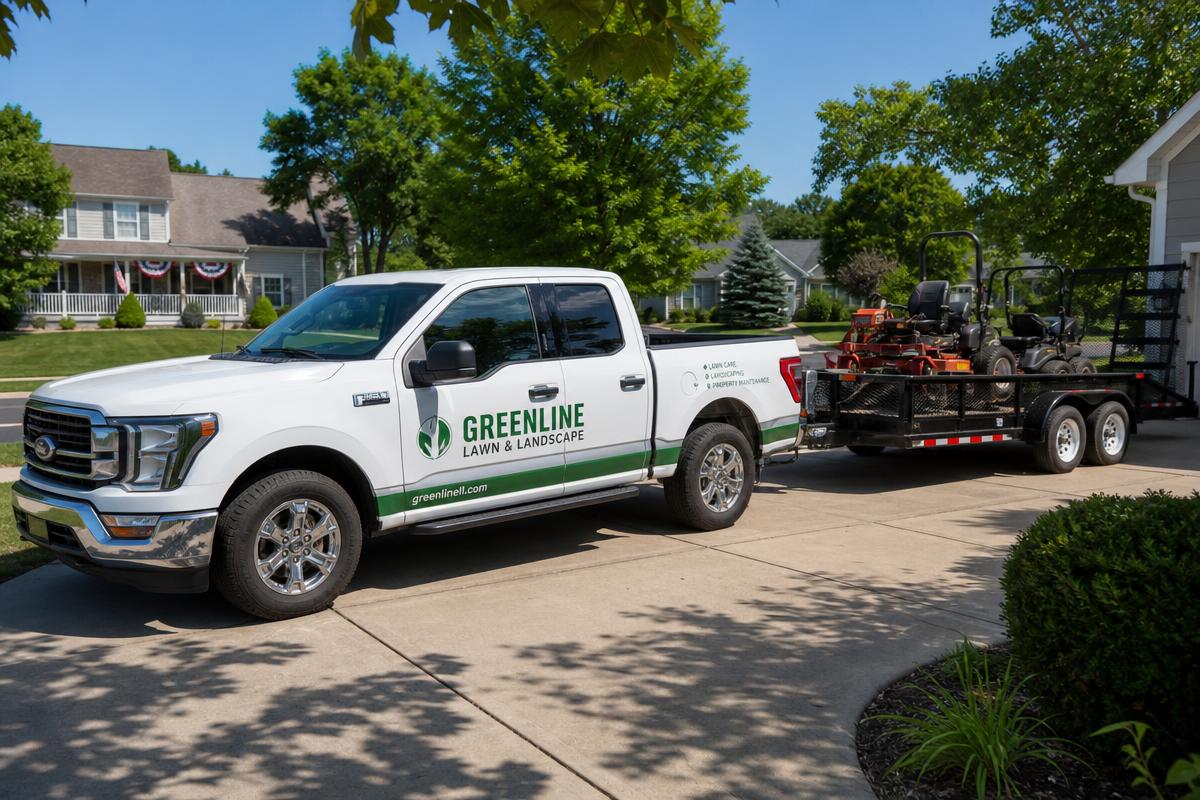 Demo lawn care website homepage with a freshly striped lawn